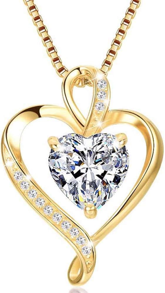 LAVUMO Necklace with Heart pendant, 925 sterling silver, rose gold