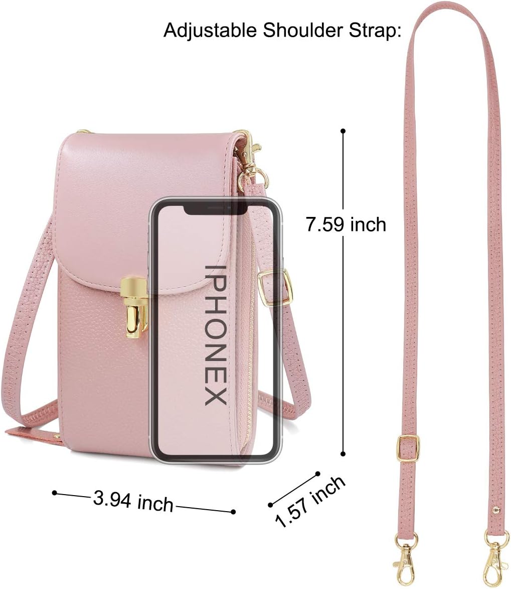 Women small cell phone shoulder strap genuine leather mini handbag shoulder strap.