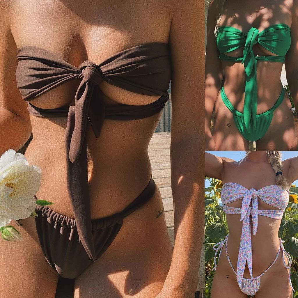 Women's 2 Piece Set Strapless Tie Knot Swimsuit