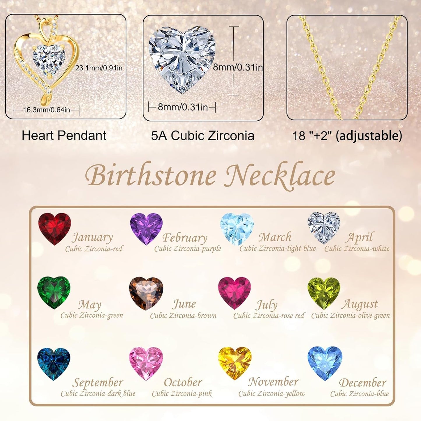 LAVUMO Necklace with Heart pendant, 925 sterling silver, rose gold