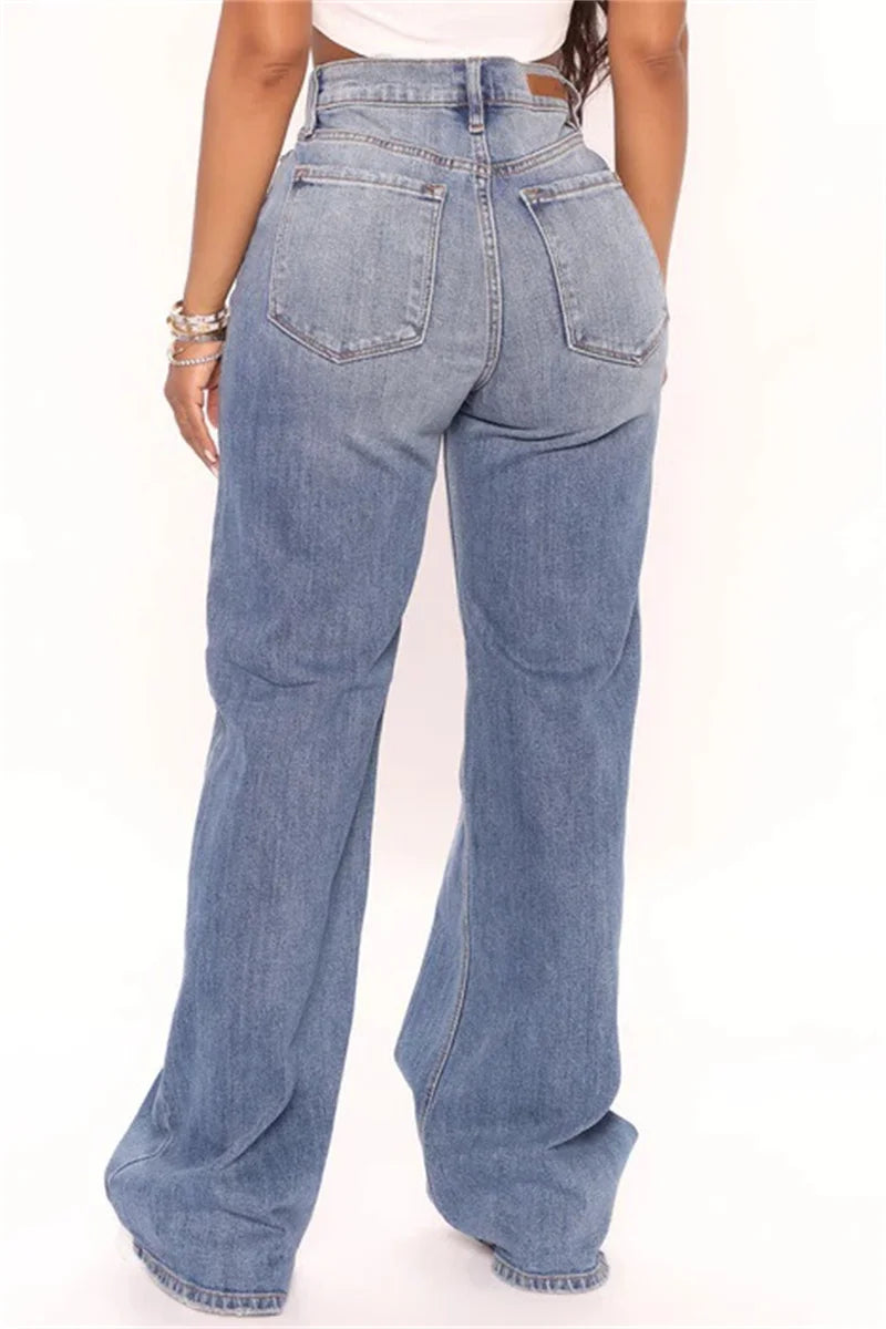New High Waist Baggy Jeans For Women Fashion Loose Denim Wide Leg Pants Casual Female Clothes XS-XL