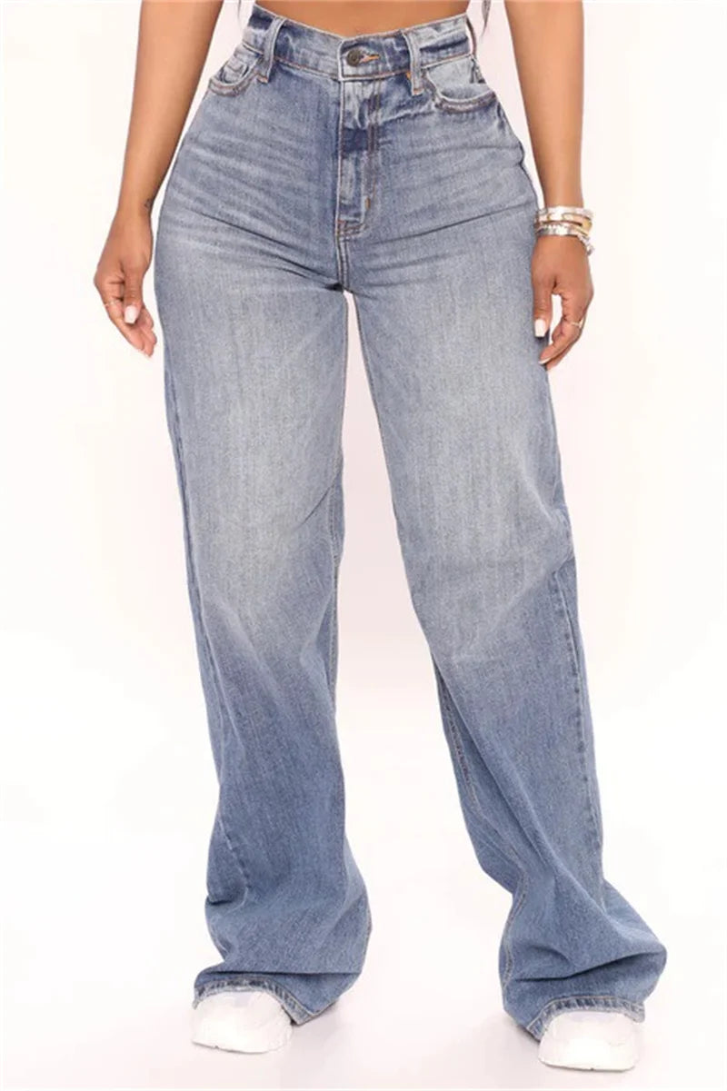 New High Waist Baggy Jeans For Women Fashion Loose Denim Wide Leg Pants Casual Female Clothes XS-XL
