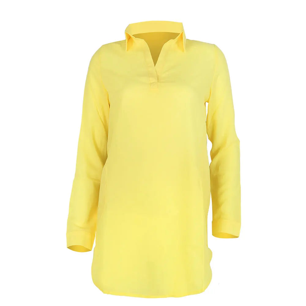 Jocoo Jolee Women Fashion V Neck Irregular Chiffon Shirt Dress Casual Solid Long Tops Spring Long Sleeve Loose Blouse Oversized