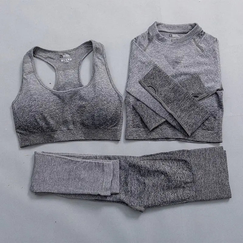Women Suit Yoga Set Female Clothing Sportswear Sport Outfit For Woman Long Sleeve Top Workout Clothes Gym Leggings Fitness Suits