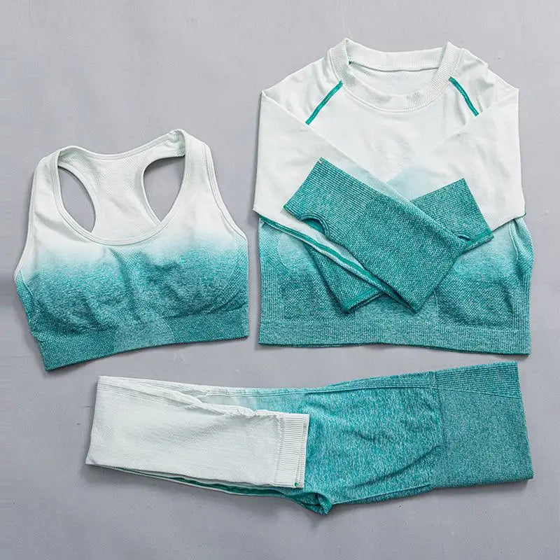 Women Suit Yoga Set Female Clothing Sportswear Sport Outfit For Woman Long Sleeve Top Workout Clothes Gym Leggings Fitness Suits