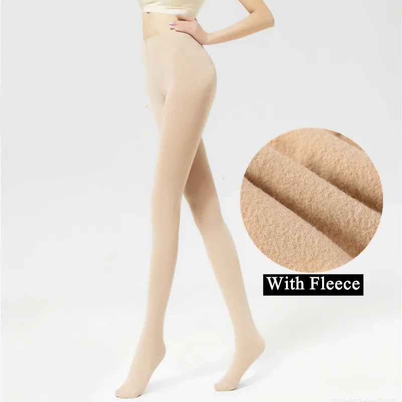 Tights Warm Winter Fleece Pantyhose 120D High Waist Female Stretchy Opaque Footed Tights