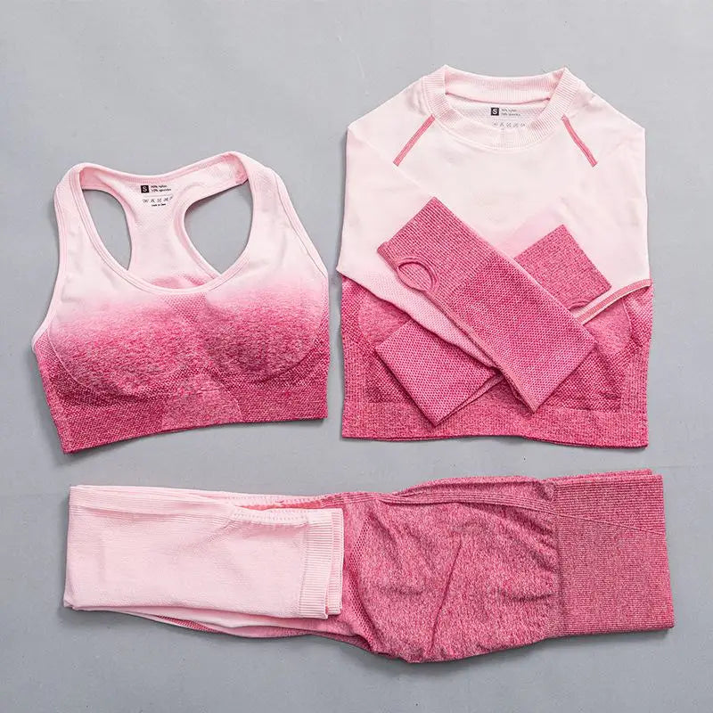 Women Suit Yoga Set Female Clothing Sportswear Sport Outfit For Woman Long Sleeve Top Workout Clothes Gym Leggings Fitness Suits