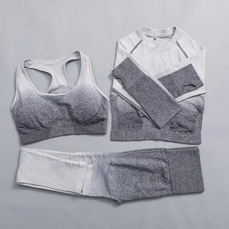 Women Suit Yoga Set Female Clothing Sportswear Sport Outfit For Woman Long Sleeve Top Workout Clothes Gym Leggings Fitness Suits