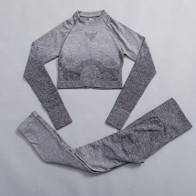 Women Suit Yoga Set Female Clothing Sportswear Sport Outfit For Woman Long Sleeve Top Workout Clothes Gym Leggings Fitness Suits