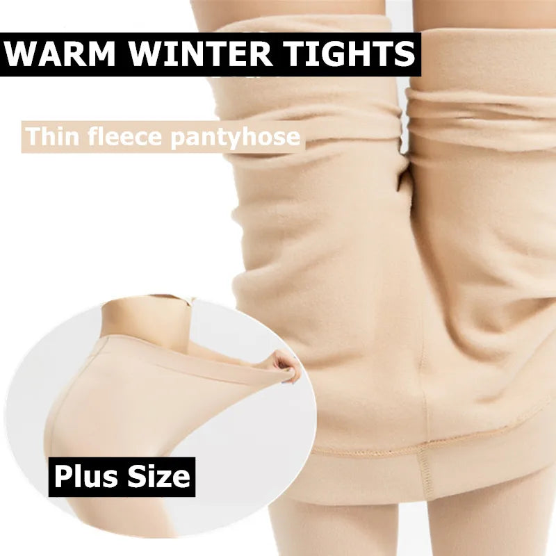 Tights Warm Winter Fleece Pantyhose 120D High Waist Female Stretchy Opaque Footed Tights
