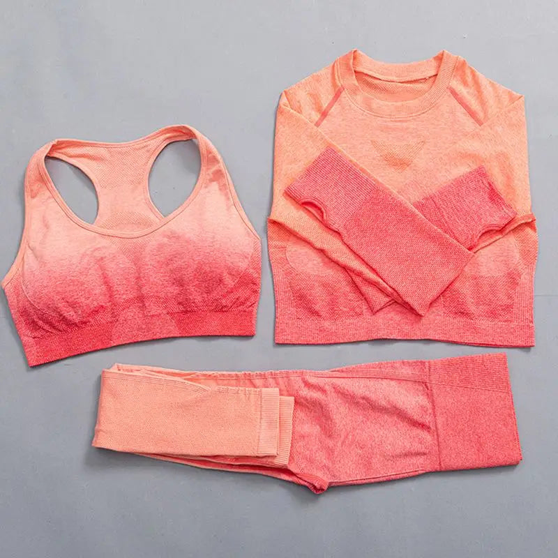 Women Suit Yoga Set Female Clothing Sportswear Sport Outfit For Woman Long Sleeve Top Workout Clothes Gym Leggings Fitness Suits