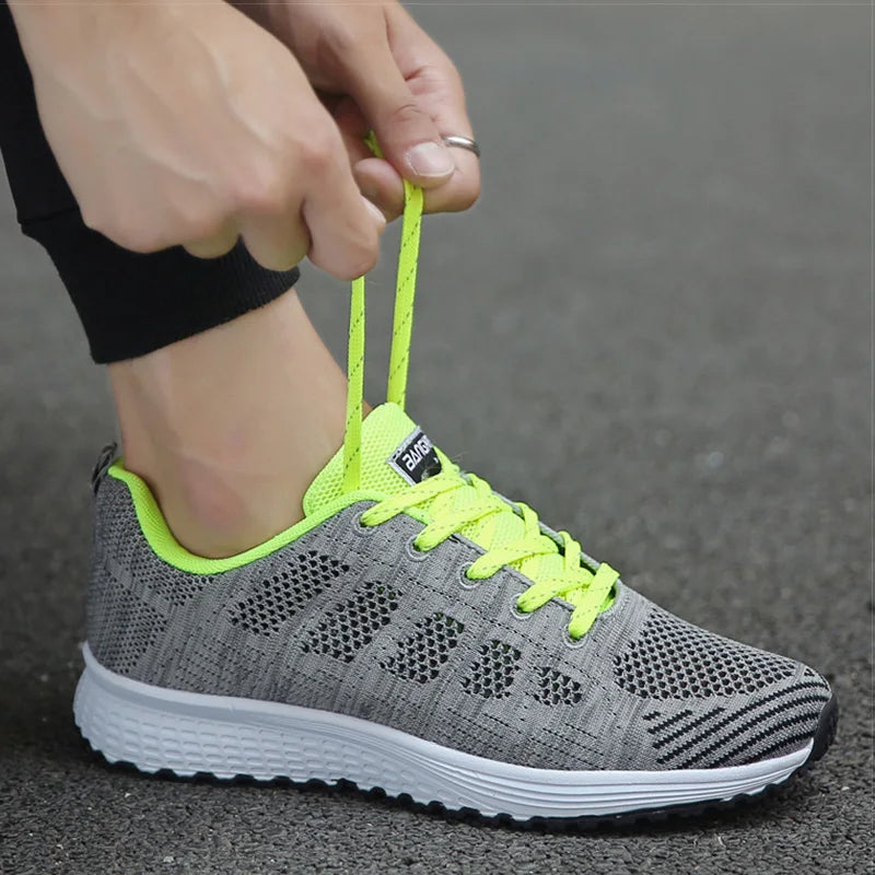 Women Casual Shoes Fashion Breathable Walking Mesh Flat Shoes Woman White Sneakers Women