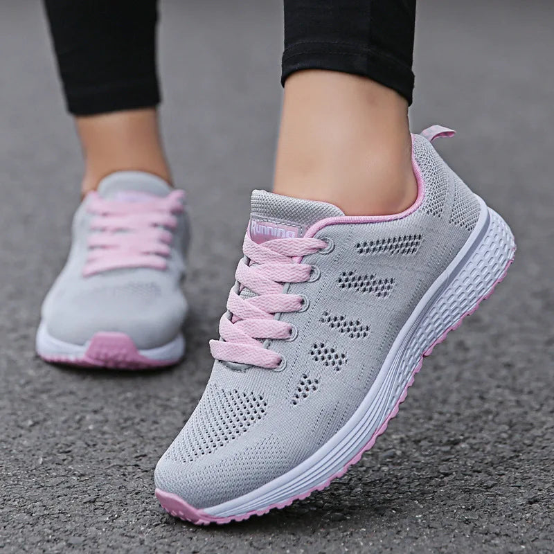 Women Casual Shoes Fashion Breathable Walking Mesh Flat Shoes Woman White Sneakers Women