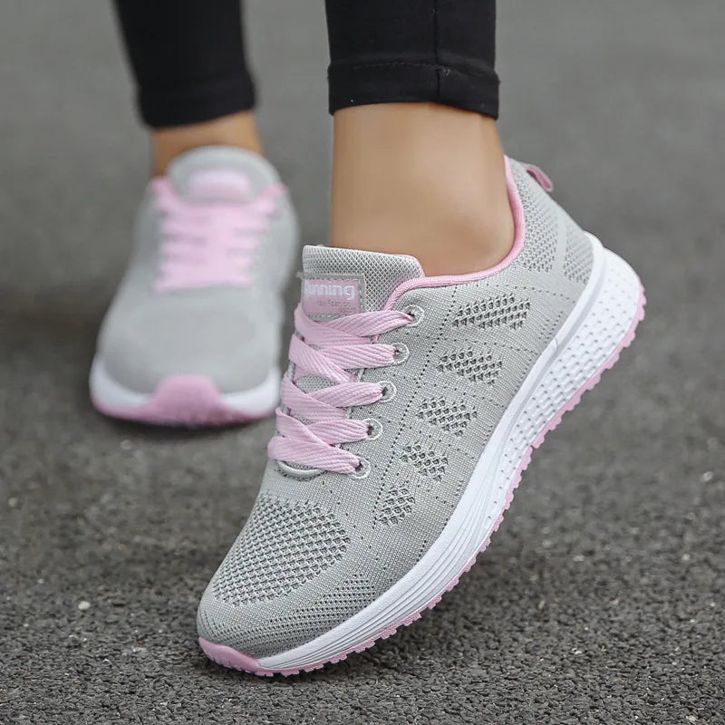 Women Casual Shoes Fashion Breathable Walking Mesh Flat Shoes Woman White Sneakers Women