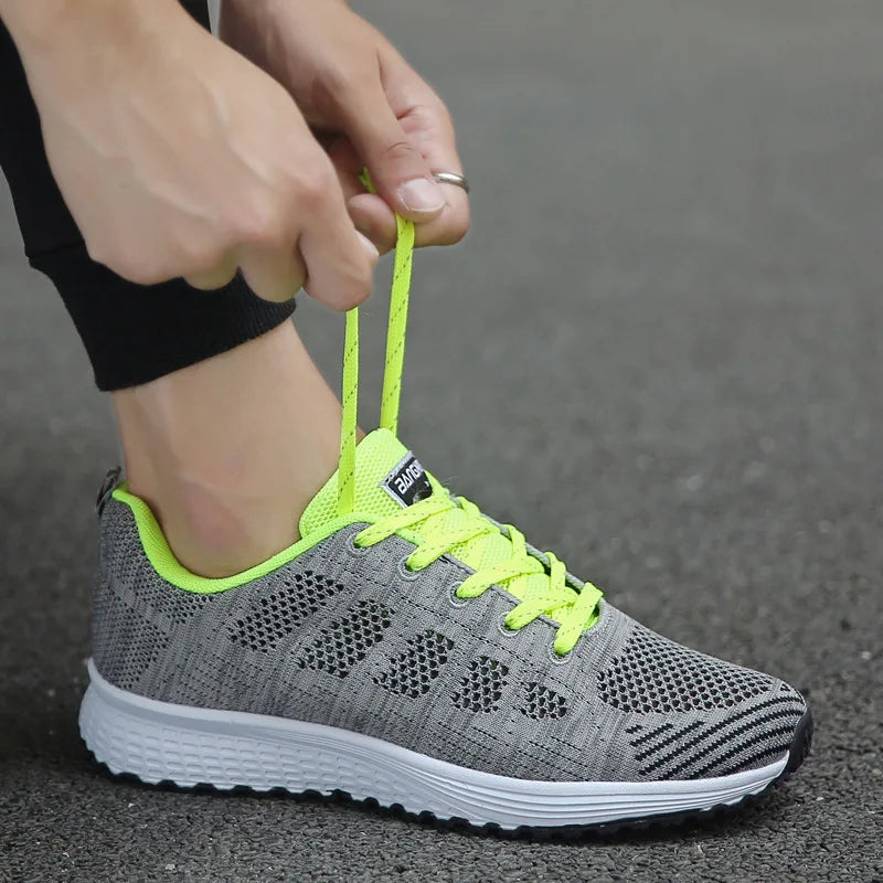 Women Casual Shoes Fashion Breathable Walking Mesh Flat Shoes Woman White Sneakers Women