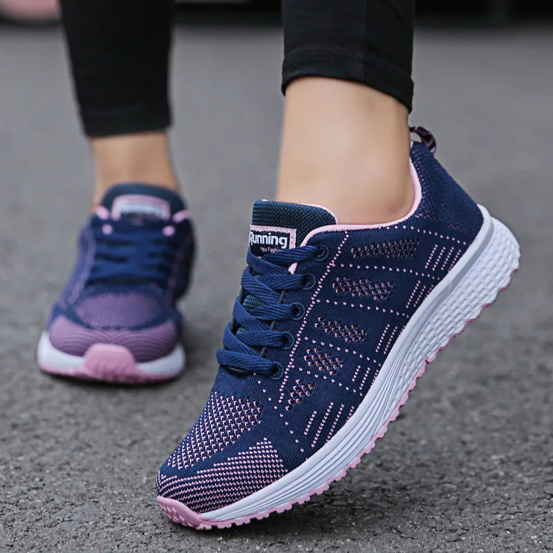 Women Casual Shoes Fashion Breathable Walking Mesh Flat Shoes Woman White Sneakers Women