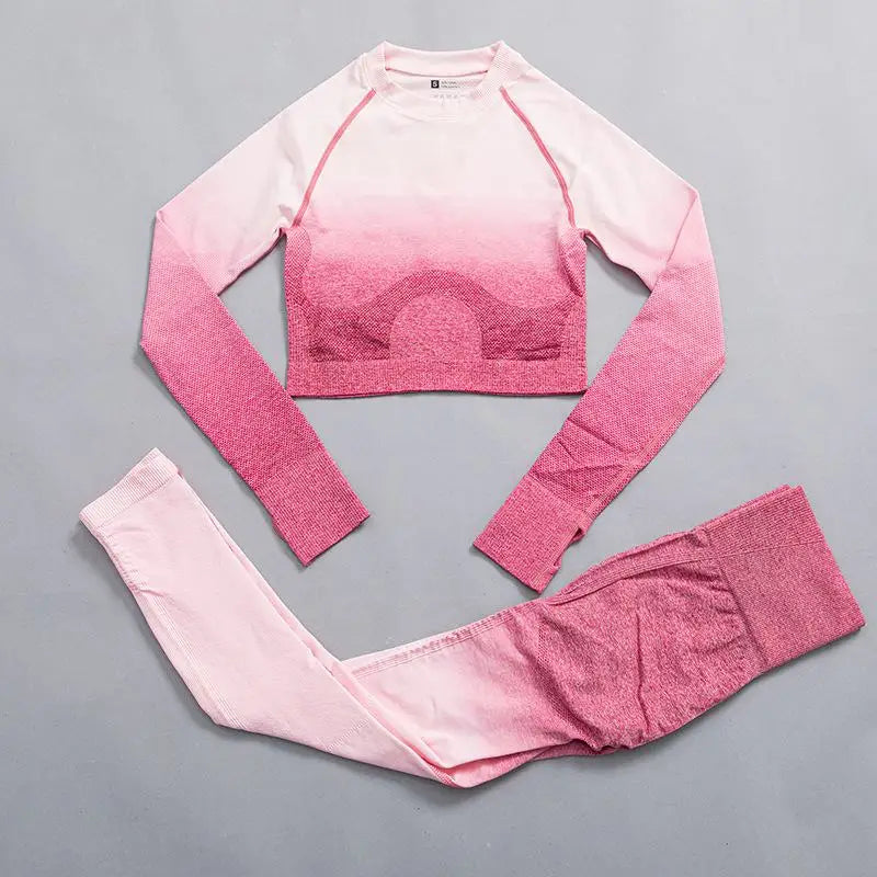 Women Suit Yoga Set Female Clothing Sportswear Sport Outfit For Woman Long Sleeve Top Workout Clothes Gym Leggings Fitness Suits