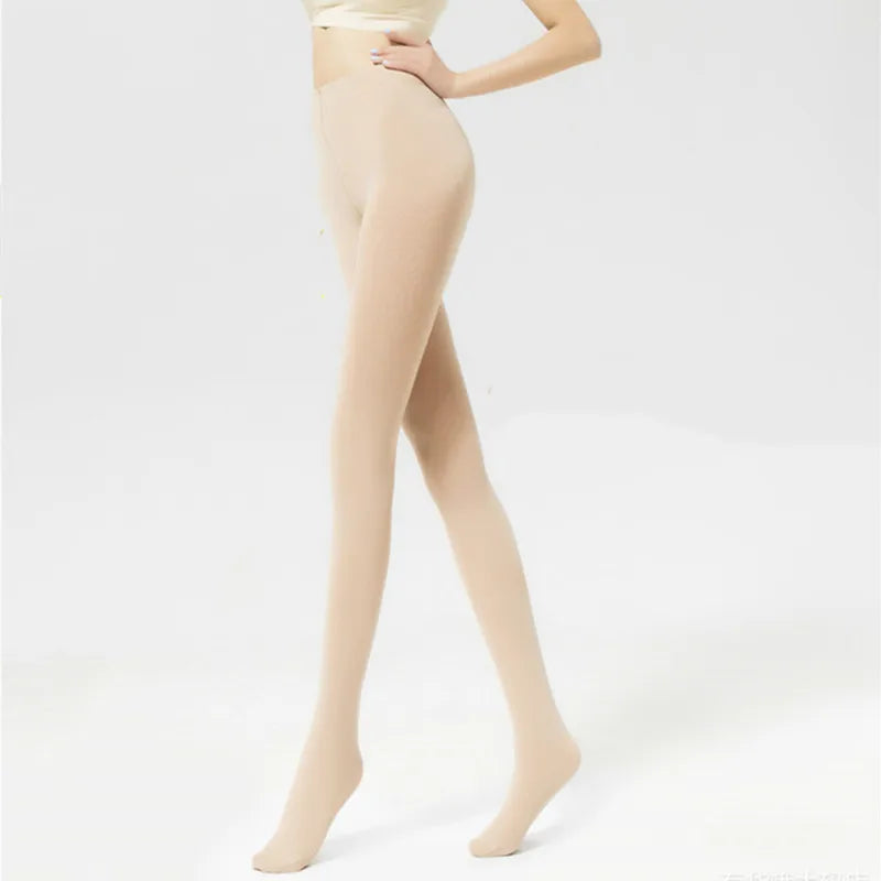 Tights Warm Winter Fleece Pantyhose 120D High Waist Female Stretchy Opaque Footed Tights