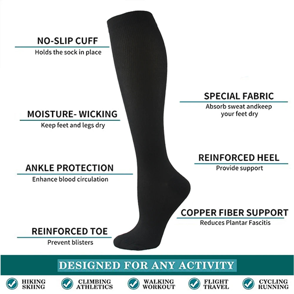 Socks Fit For Golf Rugby Running Hiking Sports For Anti Fatigue Driving Travel Flight Women Socks