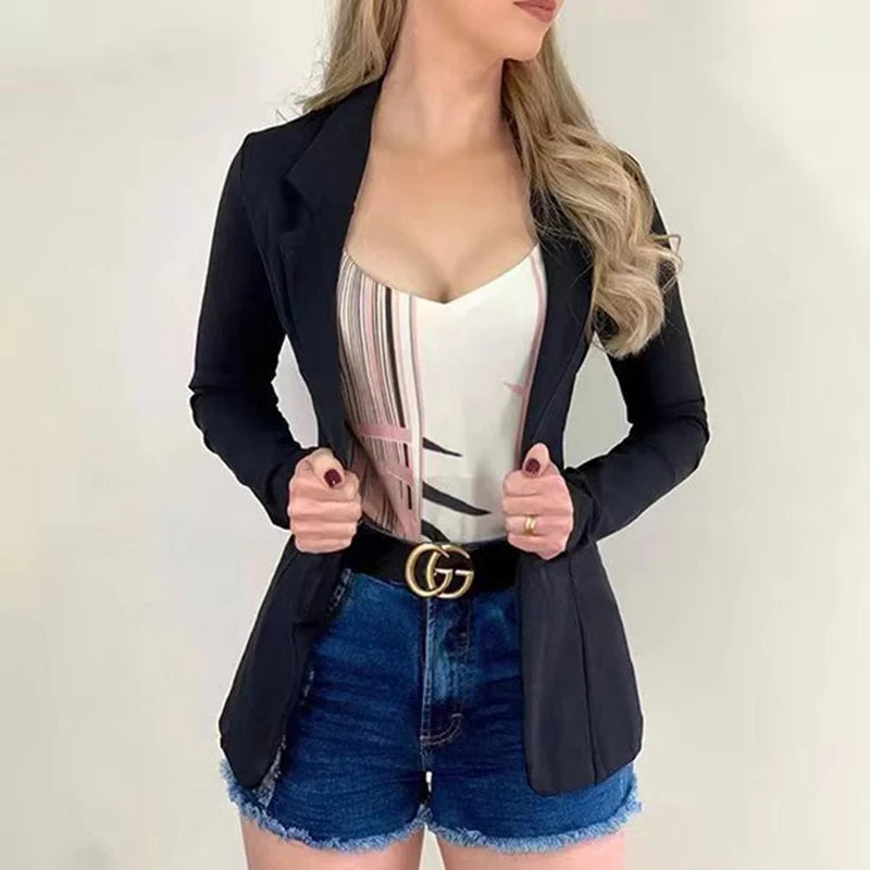 Women's Blazer Formal Blazer Women's Office Work Set Pocket Jacket Coat Loose women's wear