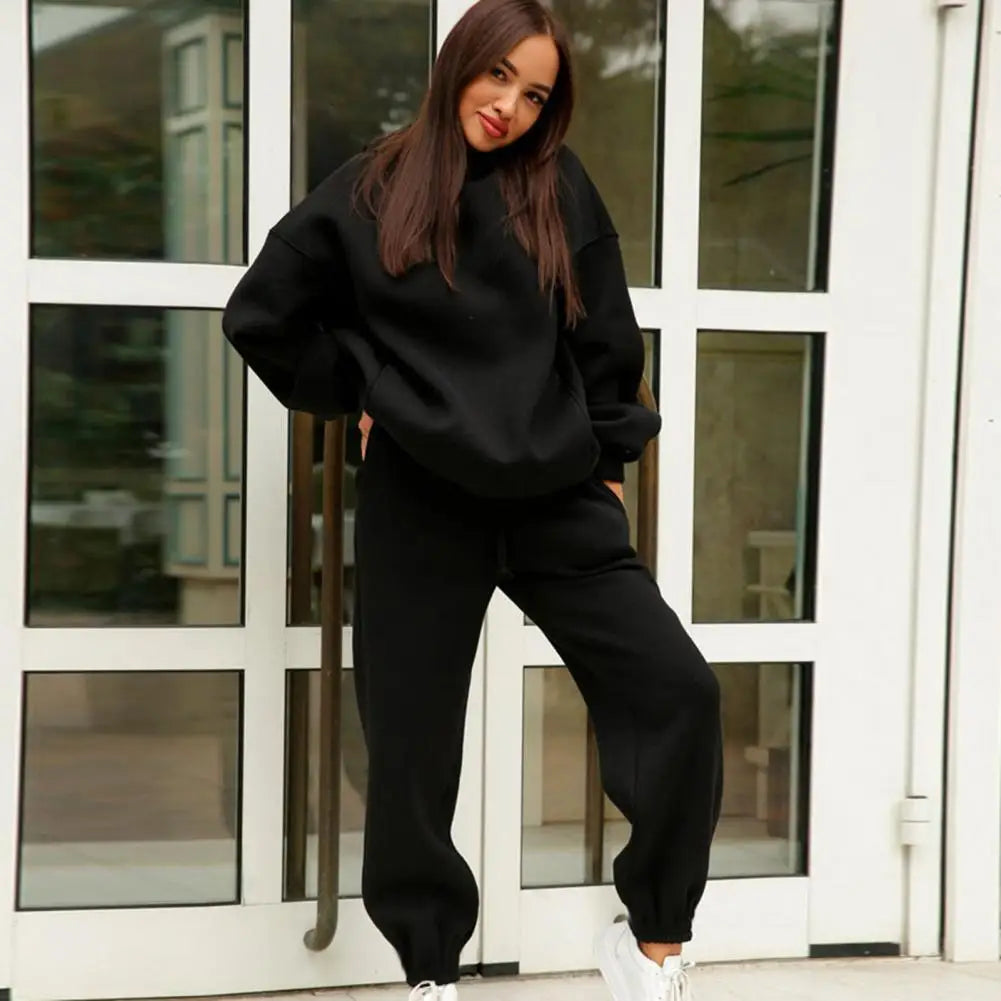 Women Tracksuit Autumn Winter Warm Hoodies Top Suit Casual Hooded Sweatshirts and Sweatpants Outfits Sweatpants 2 Piece Sets