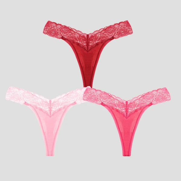 3 PCS/Lot Seamless Panties Set Women Sexy Lace Underwear Female Soft Cotton Thongs Woman Breathable Tangas