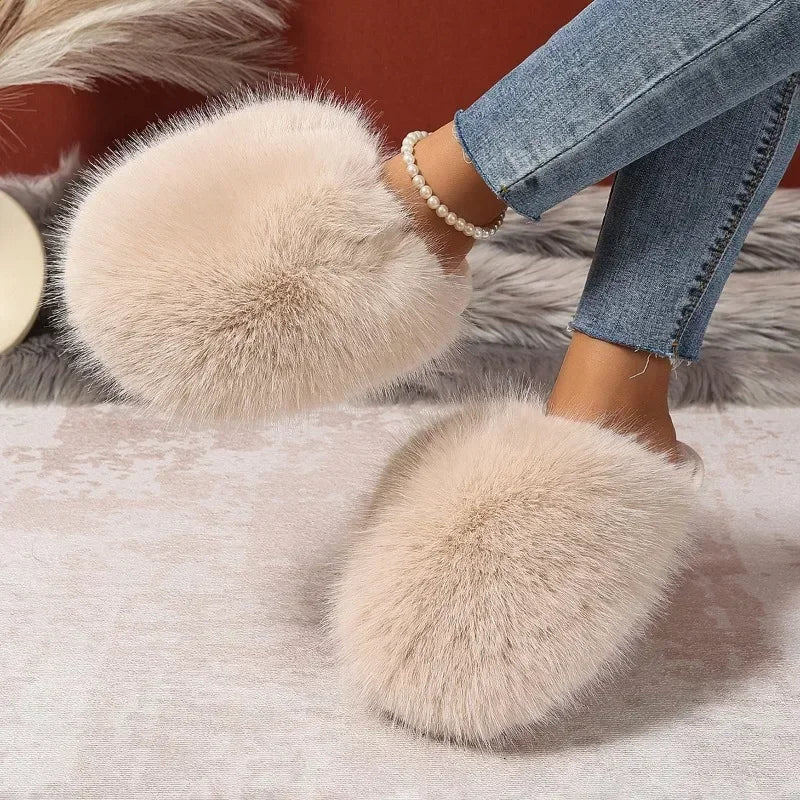 Slippers for Women Anti-slip Round Head Keep Warm One Kick Shoes for Women Suede 2024 New Light Home Slipper