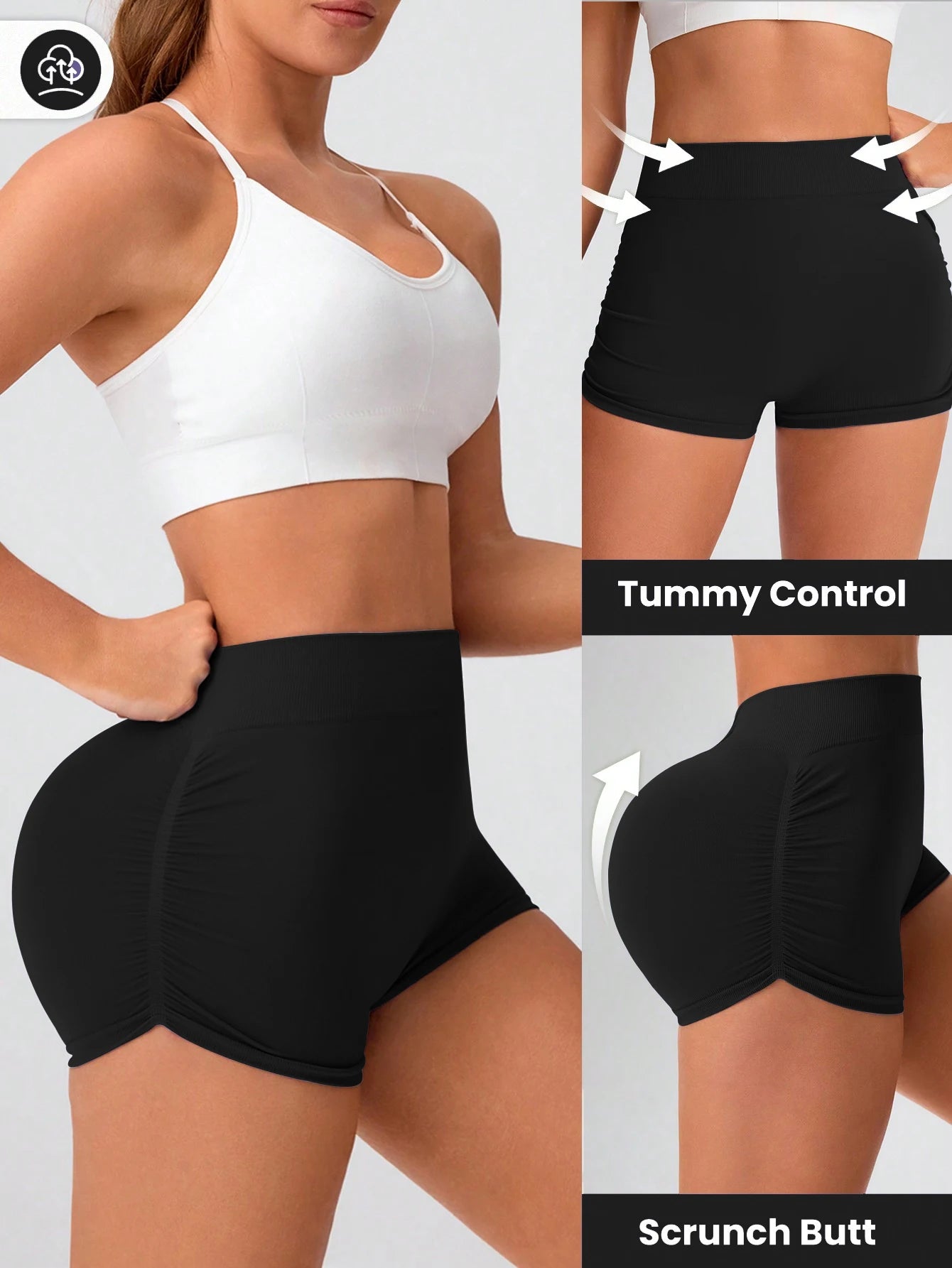 3 Piece Workout Shorts Women Seamless High Waist Butt Lifting Scrunch Yoga Gym Shorts