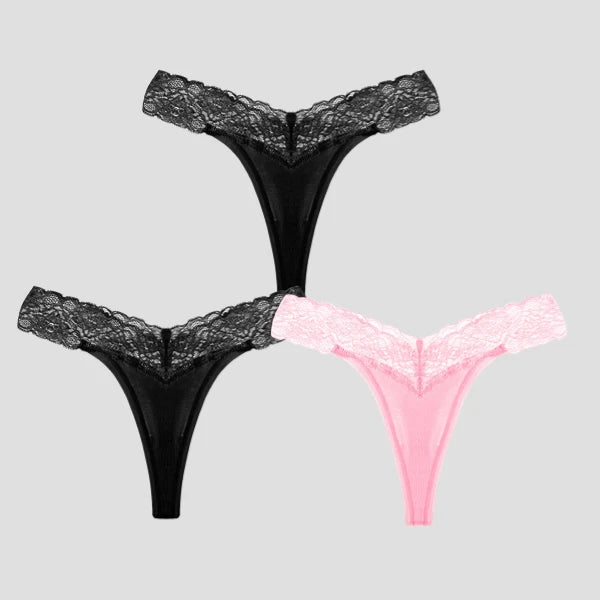 3 PCS/Lot Seamless Panties Set Women Sexy Lace Underwear Female Soft Cotton Thongs Woman Breathable Tangas