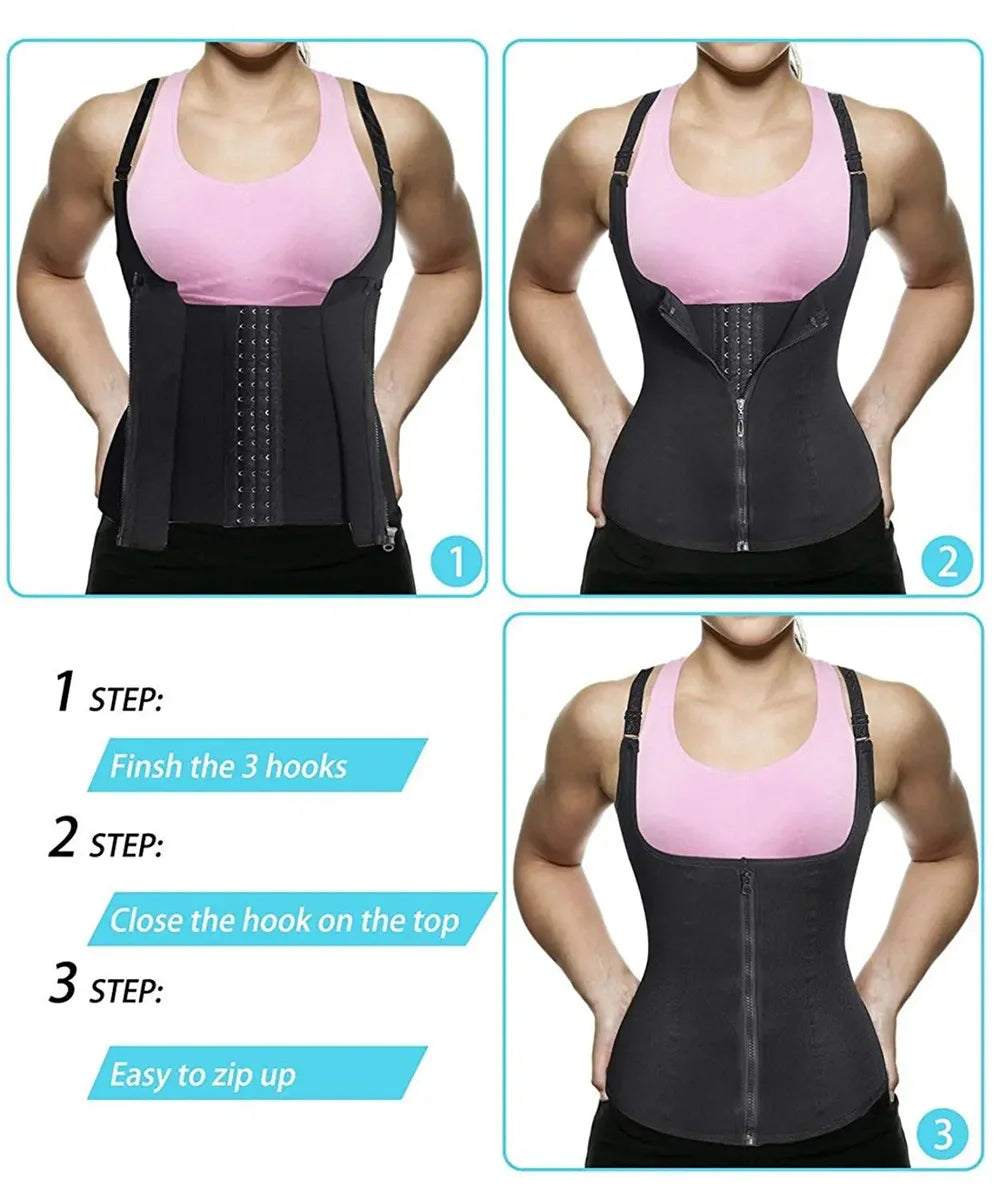 Waist Trainer Tank Top For Women Zipper Body Shaper Tummy Control Sleeveless Top Ladies Activewear Body Shaping Underwear