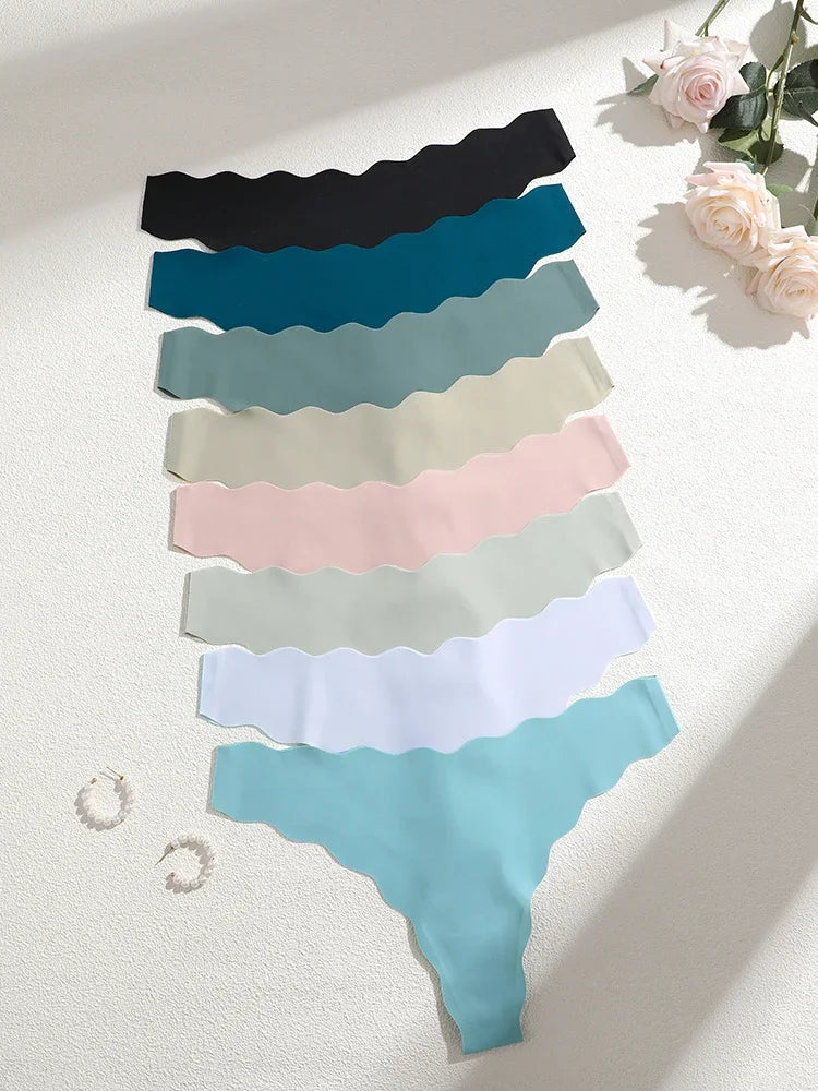 8 Pieces Sexy Lingerie Women Seamless Briefs Ice Silk G-string Female Underpants for Women Elasticity Thongs Secret G-string