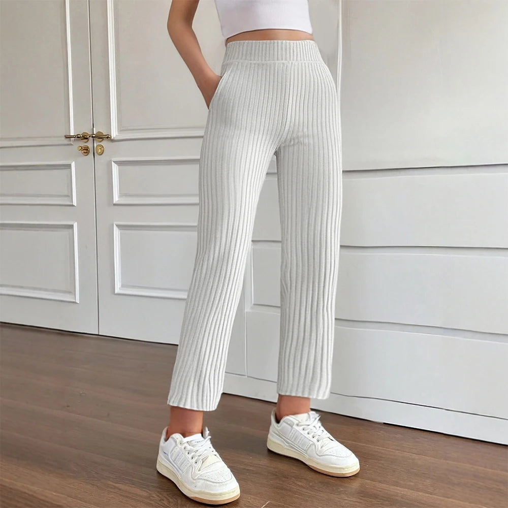 Women's Pants All Season Basics Casual Striped Fabric High Waist Ankle Daily Pants