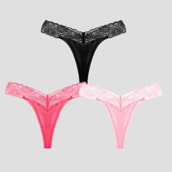 3 PCS/Lot Seamless Panties Set Women Sexy Lace Underwear Female Soft Cotton Thongs Woman Breathable Tangas