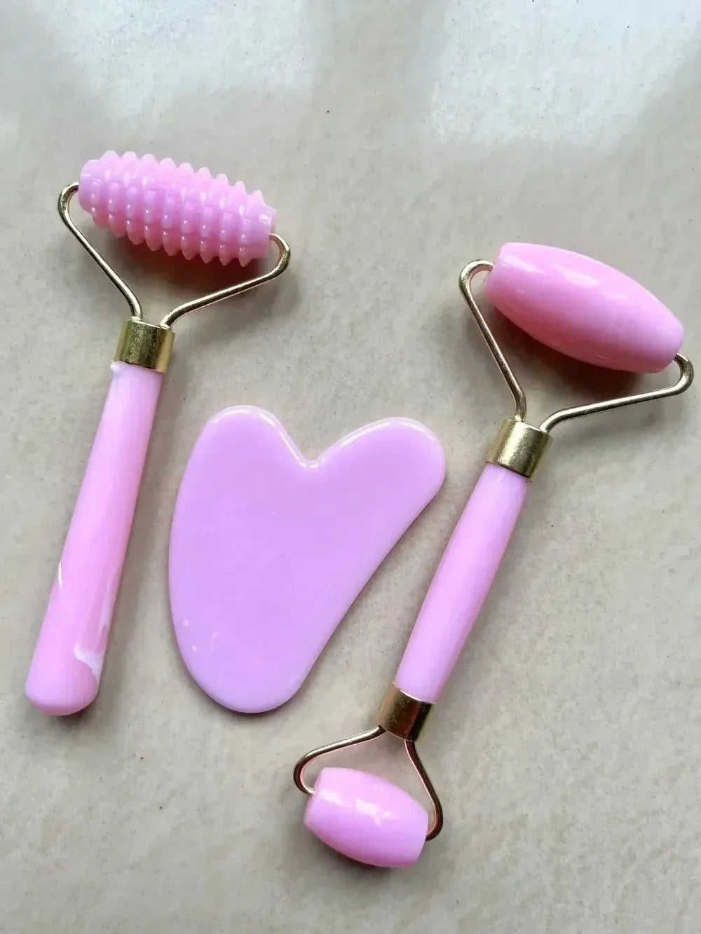 3pcs Resin Roller Massager for Face Body Gua Sha Set Facial Care Beauty Health Massage Tool Roller Non Jade Stone Face Massager