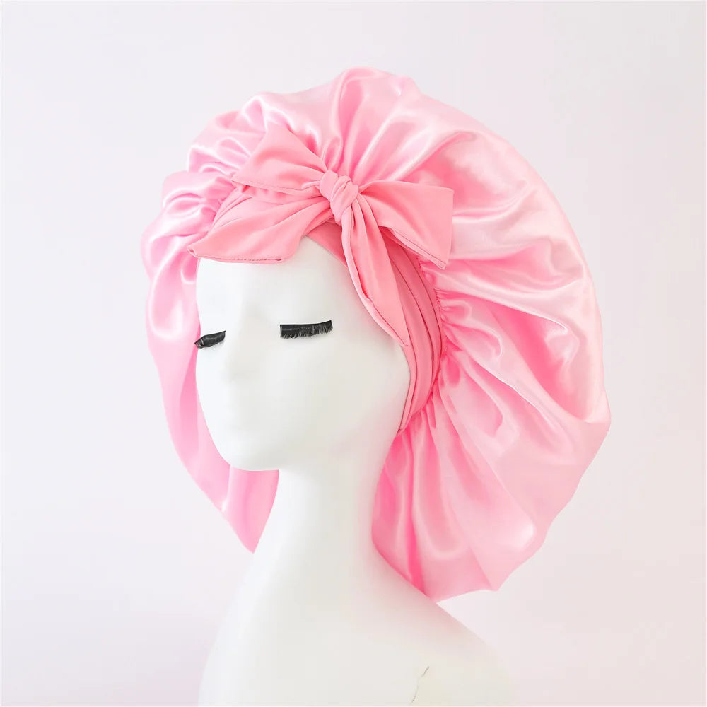 Sleeping Hat Women Satin Plain Night Sleeping Cap Hair Care
