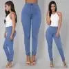 Women Denim Skinny Jeggings Pants High Waist Stretch Jeans Pure Color Slim Pencil Pants