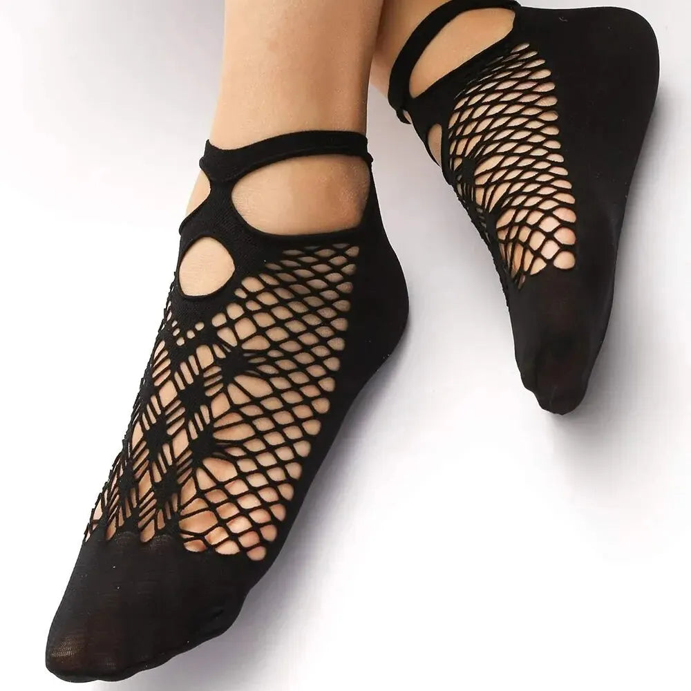 5 Pairs Vintage Lace Women's Socks Summer Mesh Elastic Transparent Ankle Socks Lolita Women's Versatile Fishing Net Black Socks