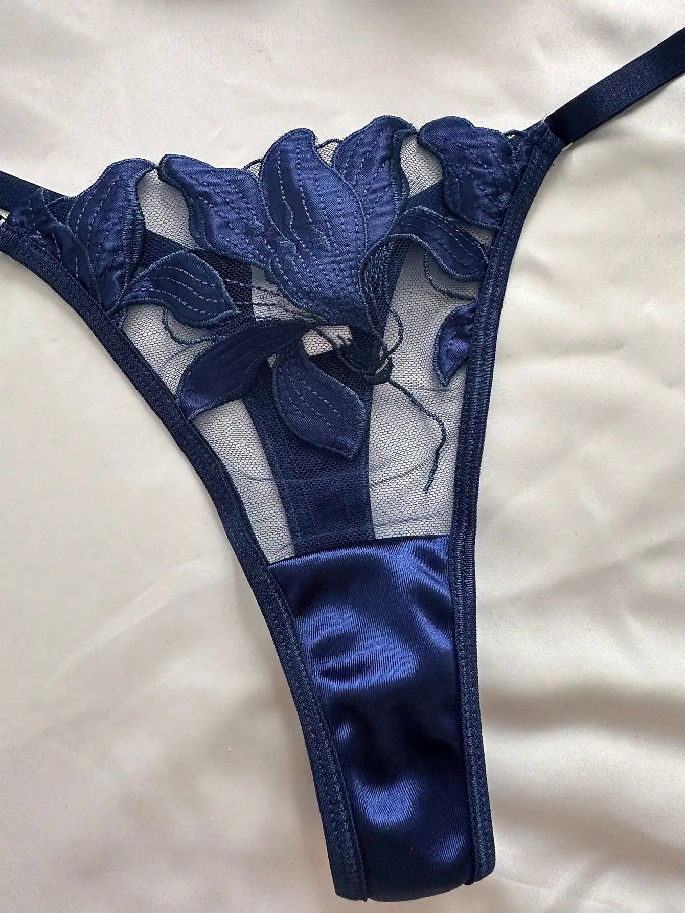 Floral Embroidery Sexy Lingerie Set Women Thin Transparent Bralette Lace Push Up Bra Panty 2-piece Sensual Lingerie Woman