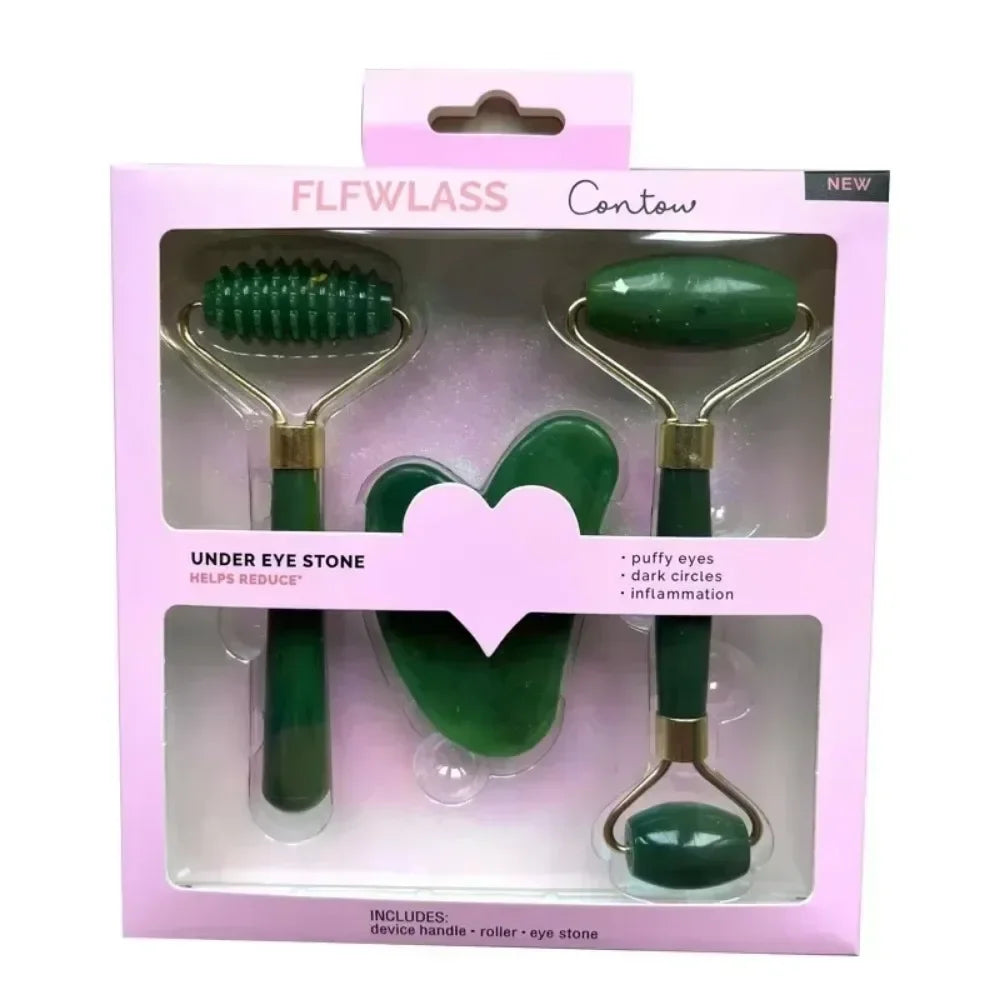 3pcs Resin Roller Massager for Face Body Gua Sha Set Facial Care Beauty Health Massage Tool Roller Non Jade Stone Face Massager