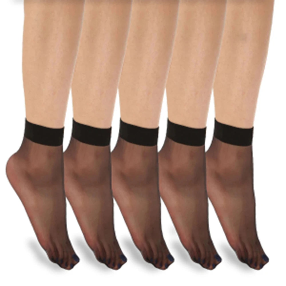 5 Pairs Vintage Lace Women's Socks Summer Mesh Elastic Transparent Ankle Socks Lolita Women's Versatile Fishing Net Black Socks