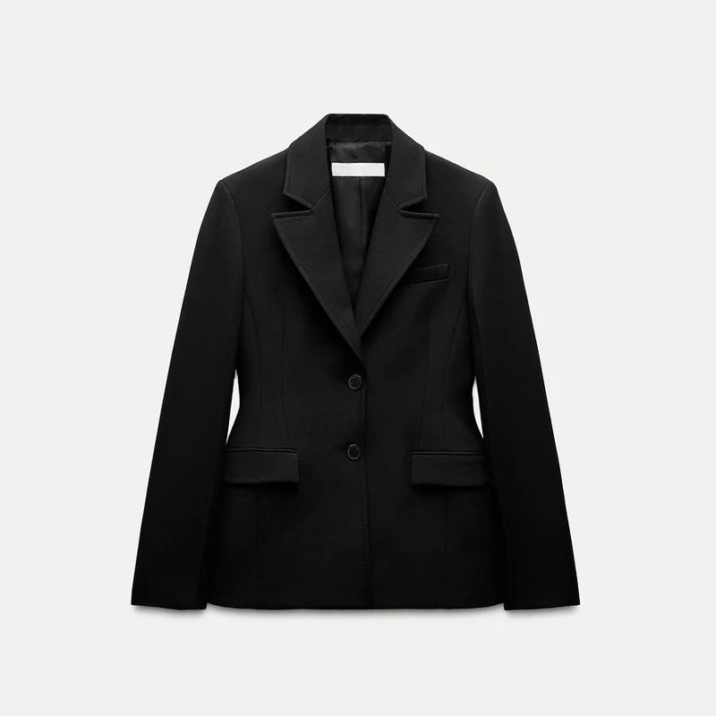 Elegant Women Slim Blazer Jacket Shoulder Pads Lapel Single Breasted Long Sleeve Female Jackets Lady Street Office Outerwear