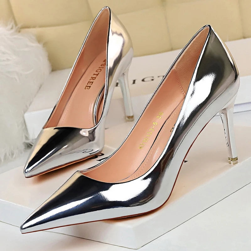 Pumps Patent Leather Women Pumps Fashion Women Wedding Shoes High Heels Stiletto 10.5 Cm 7.5 Cm Lady Shoes