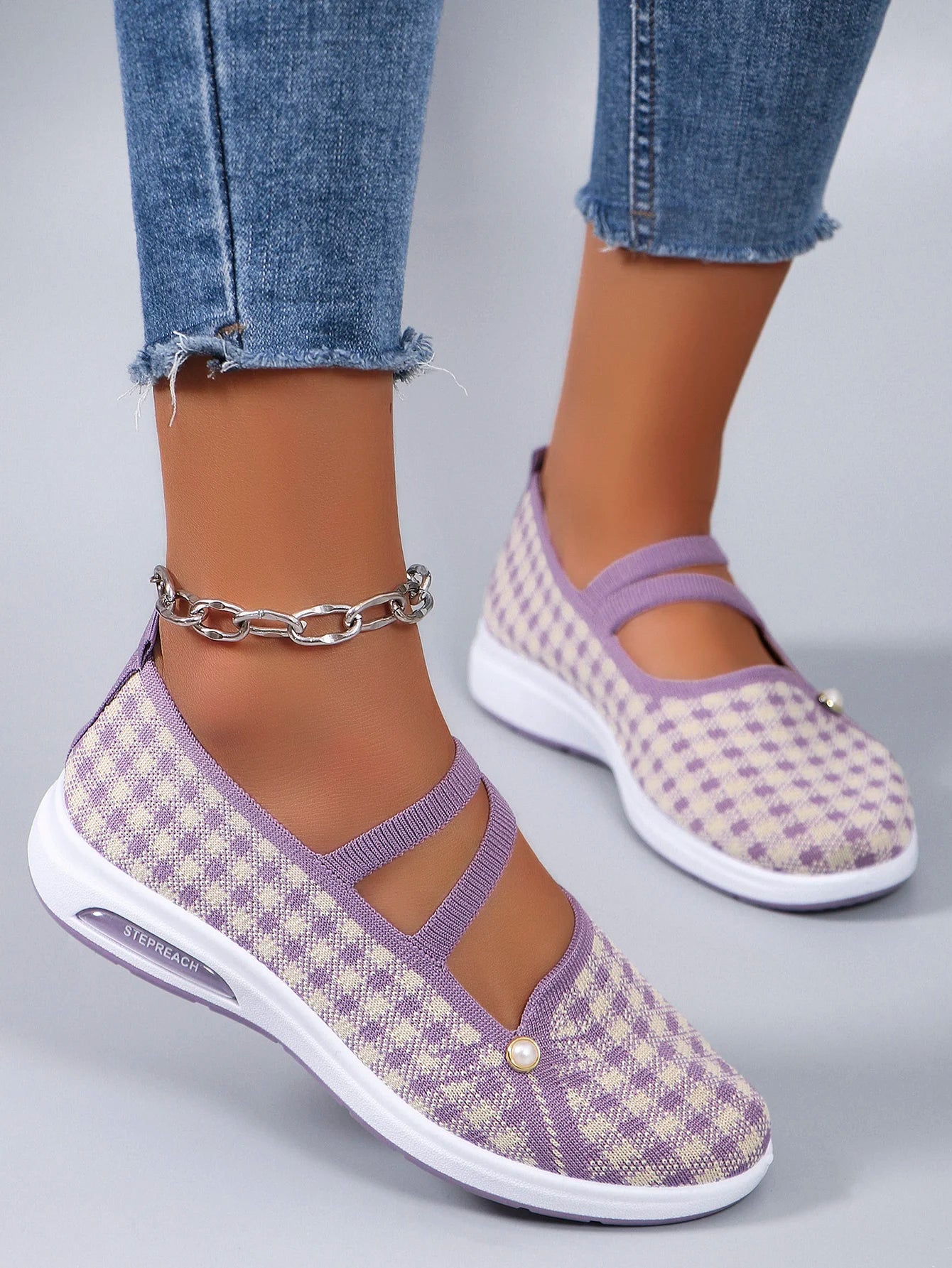 Spring new women's sports shoes, fashionable, breathable, lightweight, non-slip, wear-resistant, casual sports shoes, flat shoes