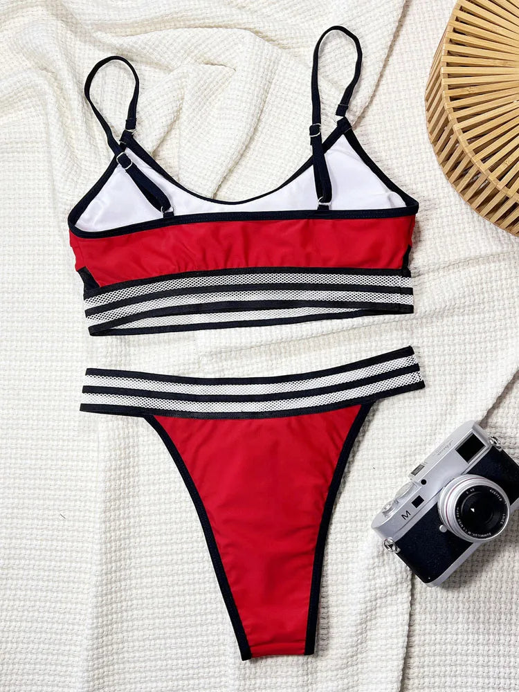 Swimsuit Women Patchwork Push Up Bikini Set High Cut Brazilian Bathing Suit Lady Beach Bathing Suit