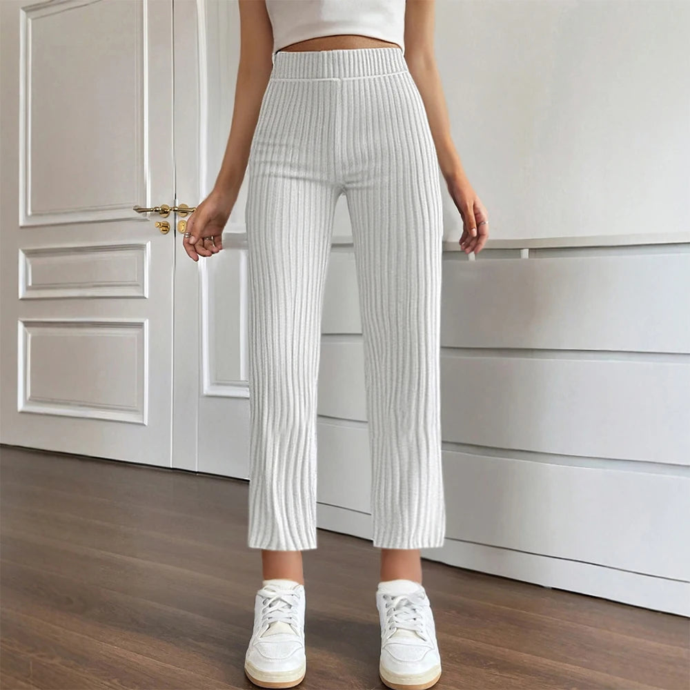 Women's Pants All Season Basics Casual Striped Fabric High Waist Ankle Daily Pants
