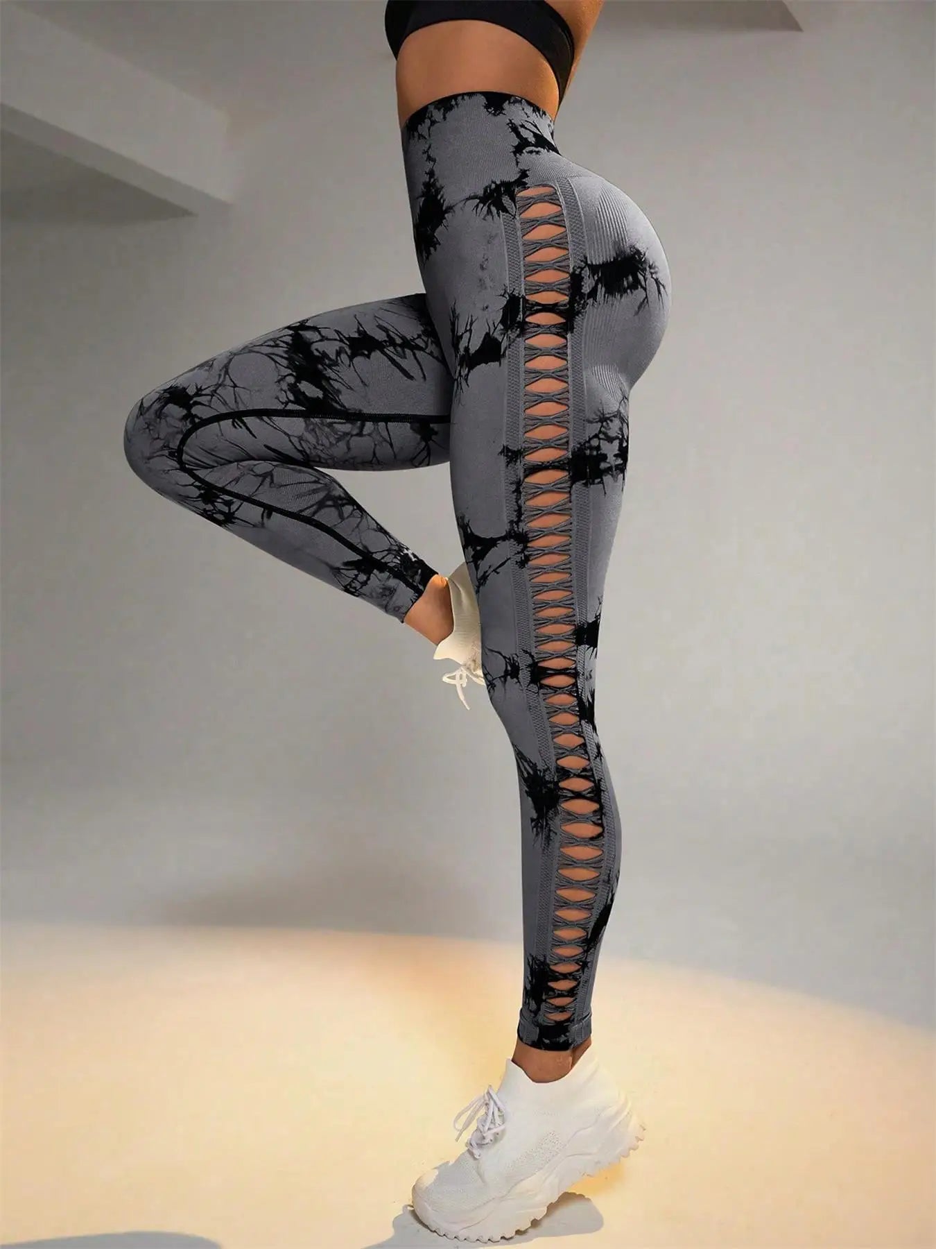 Leggings for Women High Waist Yoga Pants, Scrunch Butt Lifting Elastic Tights, Side mesh design