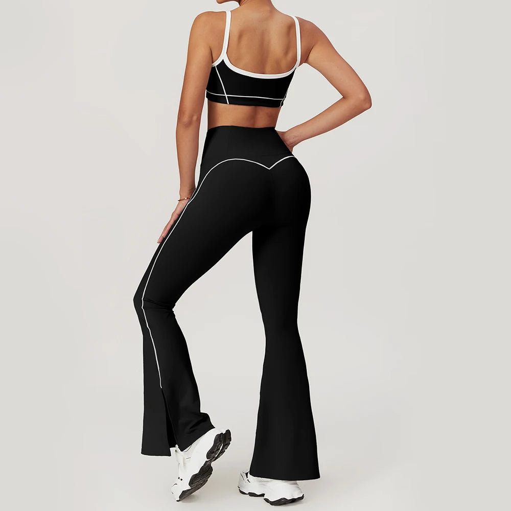 Yoga Set Women Sport Bra Gym Workout Legging High Waist Wide Flare Pant Fitness Sports Shorts Active Wear Suit