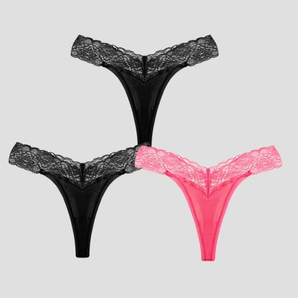 3 PCS/Lot Seamless Panties Set Women Sexy Lace Underwear Female Soft Cotton Thongs Woman Breathable Tangas