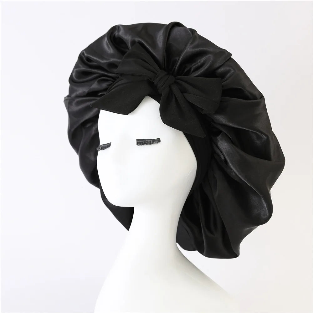 Sleeping Hat Women Satin Plain Night Sleeping Cap Hair Care