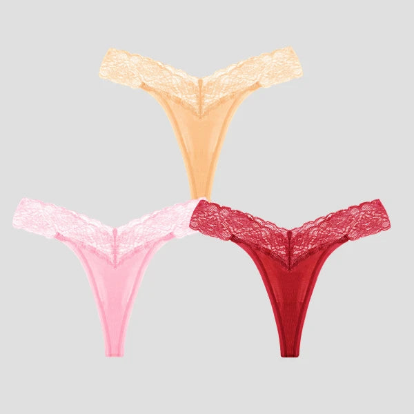 3 PCS/Lot Seamless Panties Set Women Sexy Lace Underwear Female Soft Cotton Thongs Woman Breathable Tangas
